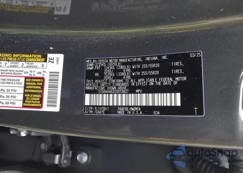 2025 Lexus Tx 350 Premium z USA, uszkodzony, nr VIN 5TDAAAA62SS013827